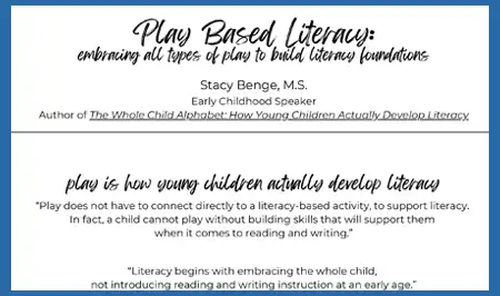 Note Taking Outline for Play-Based Literacy Webinar
